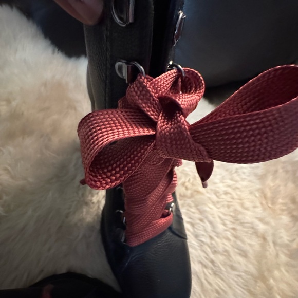 Schutz Black Leather Boots with Red Laces - Picture 8 of 12